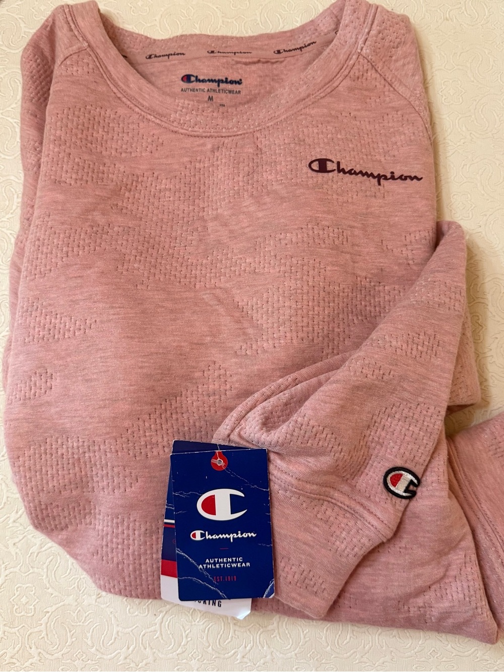 Champion Pink Textured Crewneck Sweatshirt - Picture 5 of 5